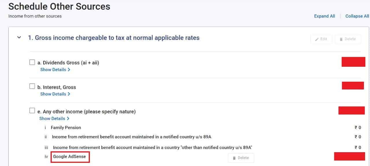 Can you show AdSense Income under Presumptive Taxation (Section 44AD)? 2